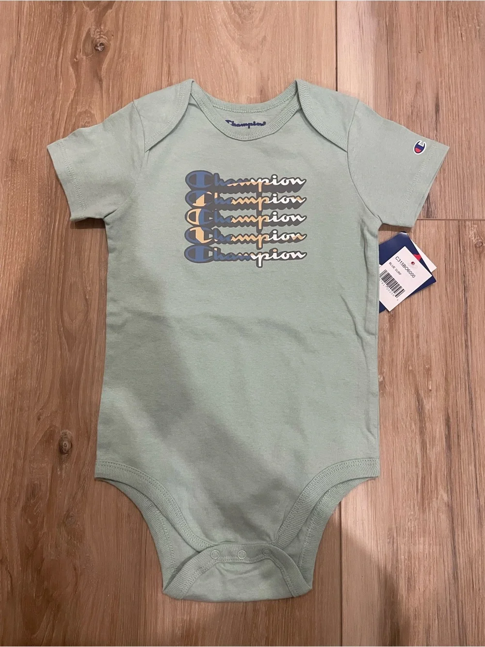 Champion Baby Bodysuit Set in Sage Green, White & Blue